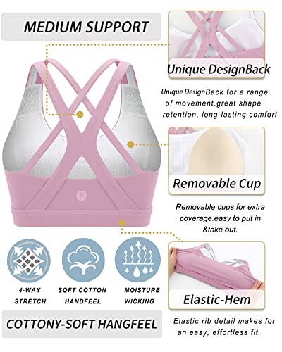 Image of RUNNING GIRL Sports Bras for Women,Seamless Strappy Sports Bra High Support Crisscross Back with Removable Pads