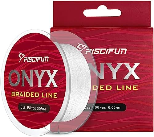 Piscifun Onyx Braided Fishing Line, Superline Abrasion Resistant Braided Lines, Zero Stretch Super Strong, Low Memory, Fast Water Cutting PE Fishing Lines, 6lb-150lb