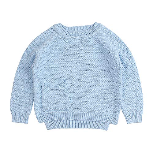 Baby Boys Girls Crochet Sweater Infant Kids Cable Knit Cotton Cardigans Casual Long Sleeve Pullover Spring 6M-4T (Blue, 2T)