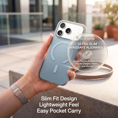 Image of amazon basics Luxury Paper Thin Case Cover for iPhone 17 Pro | Matte Finish | Compatible with magsafe | (Dark Blue, iPhone 17 Pro)