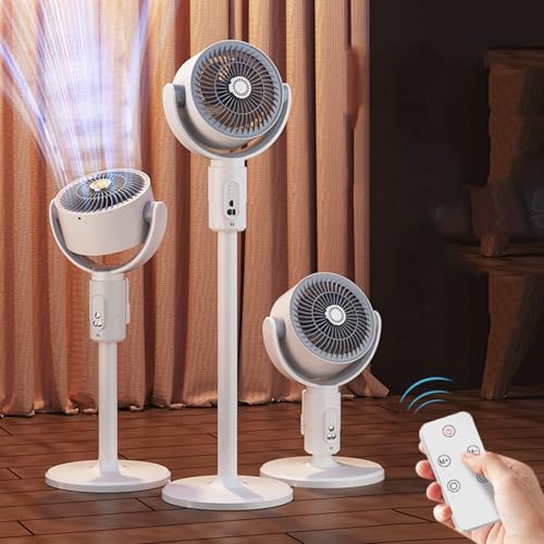Ventola oscillante Portatile con Telecomando, 3 velocità Whisper Silenzioso Stand Fan, Design Pieghevole Regolabile di Altezza, Facile Trasporto per Il Raffreddamento da Viaggio della Camera da Letto