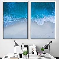 2 Piece Framed Canvas Wall Art Coastal Beach Canvas Prints Home Artwork Decoration for Living Room,Bedroom - 16