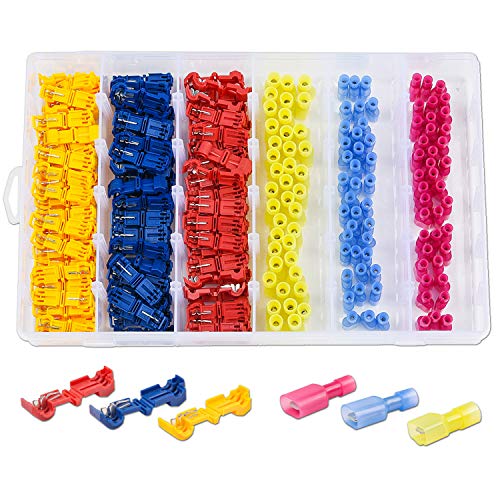 CIRMAKER 240 Pcs T Tap Wire Connectors Kit, Quick Splice Wire Terminals, Insulated Male Quick Disconnect Spade Terminals Assortment Kit