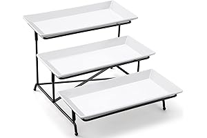 Yedio Three Tiered Serving Tray Set Porcelain Tiered Serving Trays Platters, Collapsible...