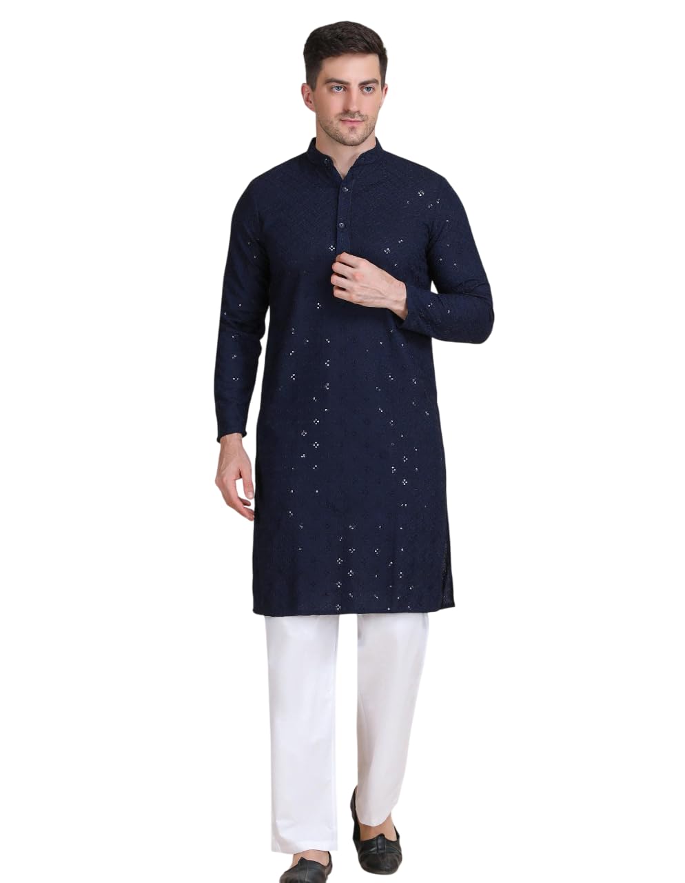 galad Men’s White Rayon Jacquard Kurta Pajama Set | Traditional Ethnic Wear for Wedding, Festive & Party-picture-43