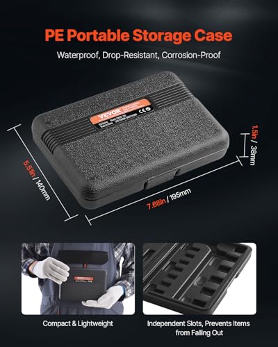 Image of VEVOR Torx Bit Socket Set, 13-Piece Star T8 - T60 Set, S2 Alloy Steel and Cr-V Steel, 1 /4 in, 3 /8 in, and 1 /2 in Drives, with Enhanced Storage Case, Torx Sockets for Hand Use, Mechanics, Auto Repair