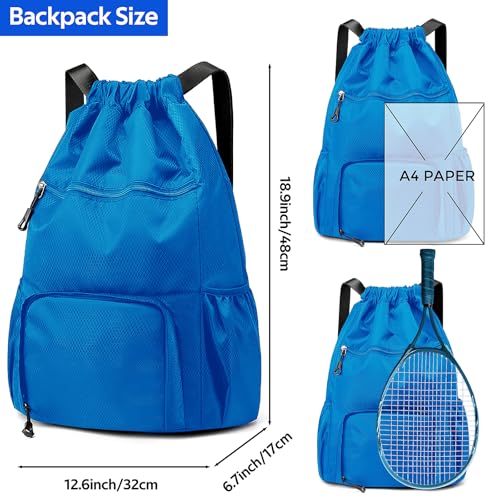 Image of Sports Drawstring Backpack Gym Sack with Shoe Compartment, Durable Oxford Fabric, Wet-Proof Pocket, Water-Resistant Cinch Bag for Men & Women, Foldable & Spacious Athletic Sackpack for Travel Fitness