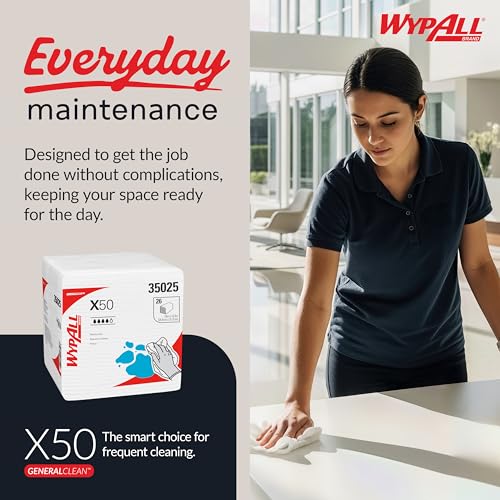 Image of WypAll GeneralClean X50 Cleaning Cloths, 32 Packs x 26 Towels (35025)