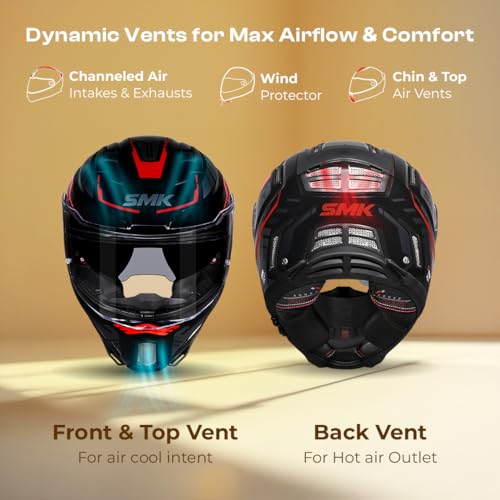 Image of SMK Agnar TEKTRON ISI, DOT and ECE 06 Certified Helmet with Dual Visor (Black GL263 - M)