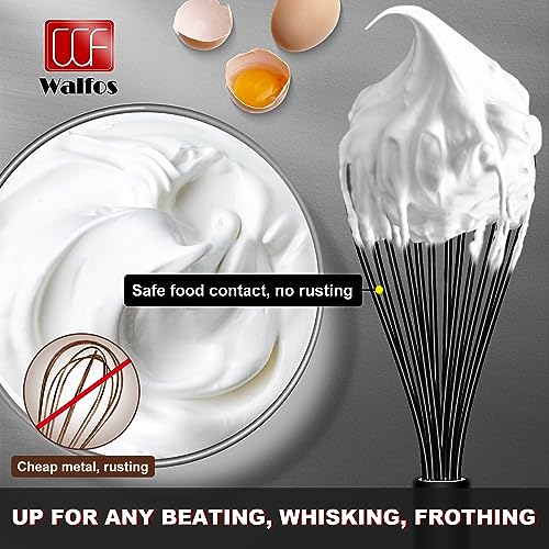 Image of Silicone Whisks set with 7+5in mini stainless steel whisk, Non Scratch Coated 7+9+11in Whisks for Nonstick Cookware,Premium for Blending, Whisking, Beating, Frothing & Stirring