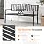 VINGLI 59" Outdoor Metal Bench Patio Bench with Built in Table Park Bench Garden Bench, Outside Benches Weather Proof Front Porch Bench for Yard Lawn Decor Deck