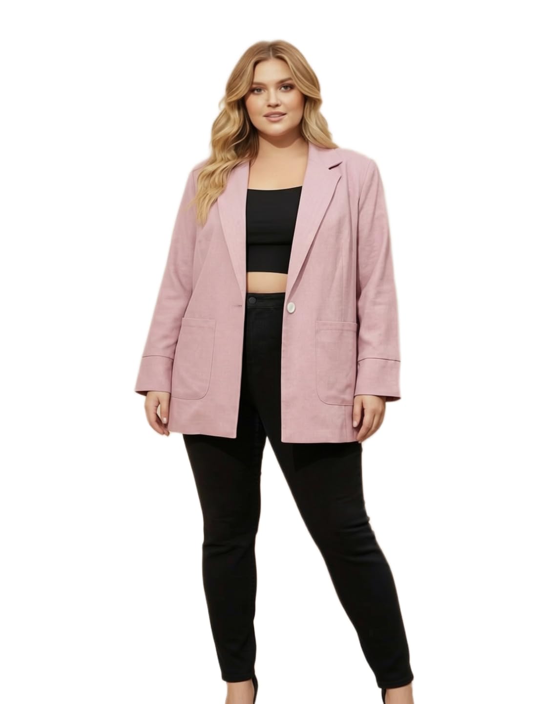 Women Classic Lavender Blazer Jacket Long Sleeve Lightweight Formal Casual Coat-image-9