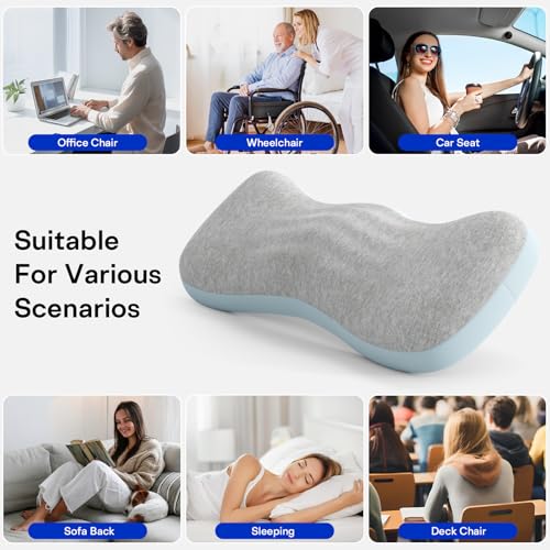 Forcanby Lumbar Support Pillows for Bed, Lower Back Pillow for Sleeping, Memory Foam Waist Pain Relief Pillows, Lumbar Pillow for Sleeping, Bed, Car, Couch (Grey Blue) — view 6