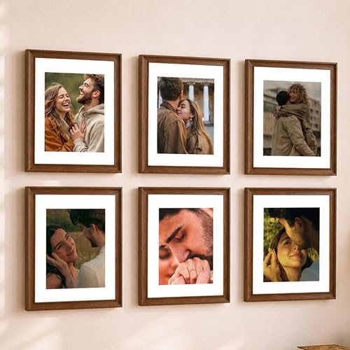 Image of Art Street Wooden Photo Frame for living room, Aesthetic Cave Design Photo Frames for Photograph, Art Work, Certificates Set of 6 (6x8 Inch, Brown)