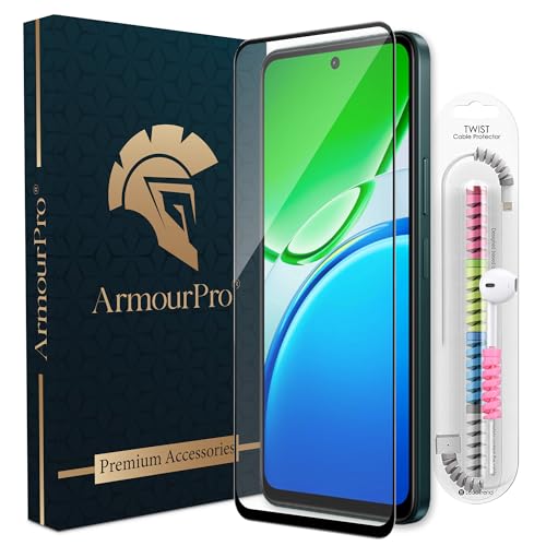 Image of ArmourPro Military Grade Gorilla Tempered Glass Screen Protector For Redmi Turbo 4 Pro with Edge-to-Edge Protector Coverage, Cable Protector and Easy Installation kit (6.83 Inch)