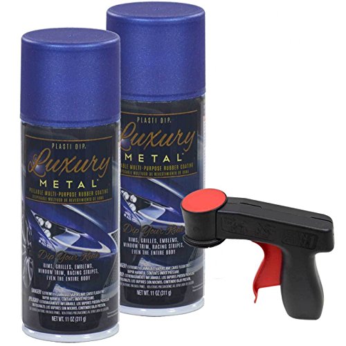 dip paint - Plasti Dip Luxury Metal Spray, 2, 11oz Cans with Cangun Trigger (Ultrasonic Blue Metallic)