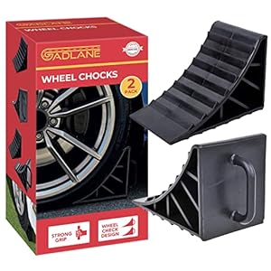 GADLANE Wheel Chocks Tyre Saver Brake Stoppers Ridged Caravan Horsebox Motorhome Car Wedges Trailer With Handle (Pack Of…