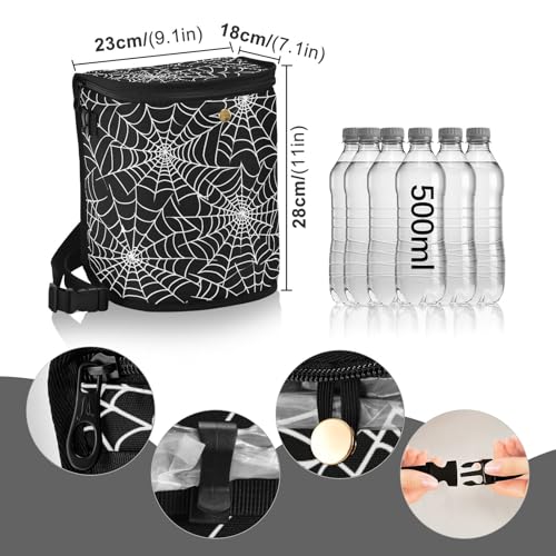 Image of Halloween Gray Spider Web Car Trash Can with Lid Waterproof Leak Proof Car Trash Bag Car Garbage Can for Headrest SUV Truck