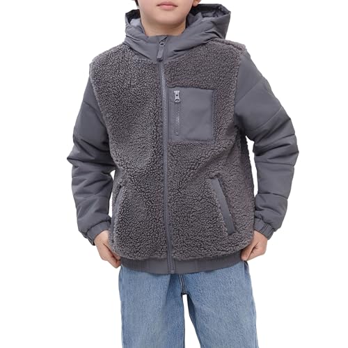 Rokka&Rolla Boys' Water-Resistant Sherpa Puffer Jacket