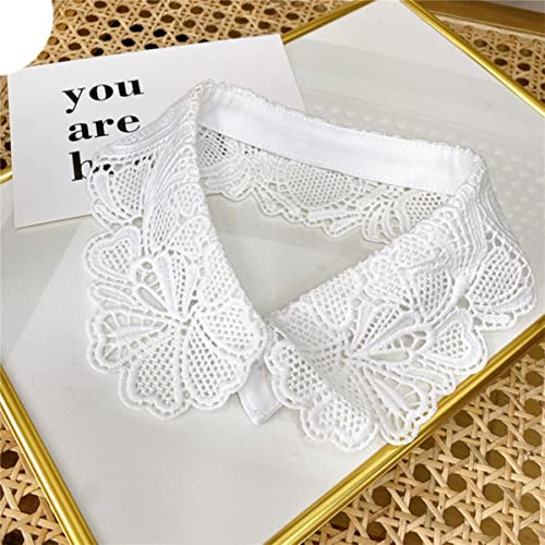 Cravatta sul davanti Colletto finto bianco Perline Colletto staccabile Finte donne vintage in pizzo di cristallo da donna Colletto camicetta falsa Mezza camicia-1