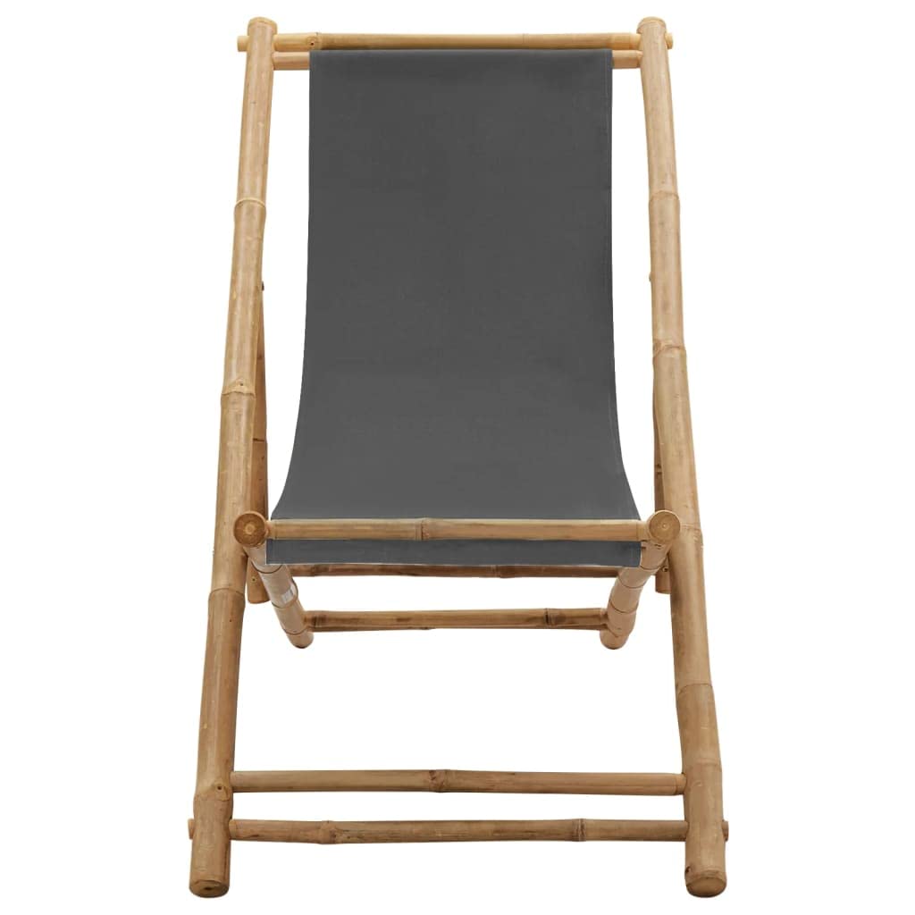 KCCKOM Outdoor Seat Deck Chair Bamboo and Canvas Dark Gray