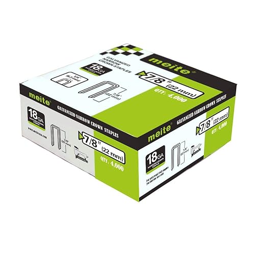 meite Grapas de corona estrecha de calibre 18 de 14 de pulgada, grapas de tapicería galvanizadas resistentes de 78 pulgadas de longitud, para