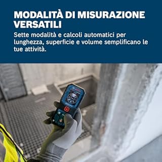 Bosch Professional Distanziometro laser GLM 40-31 (P65, carcassa antiurto, calcoli automatici per lunghezza/superficie/volume, display a colori luminoso, compatibile con batterie agli ioni di litio)