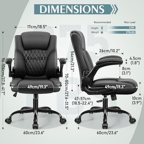 Brick Attic MP245-BLACK Leather Office Chair, Pu Home Computer Desk Chairs With Ergonomic Back Support, 360°Swivel Free,Small Gmaing Chair With Wheels And Adjustable Armrests, For Short People Use thumb #2