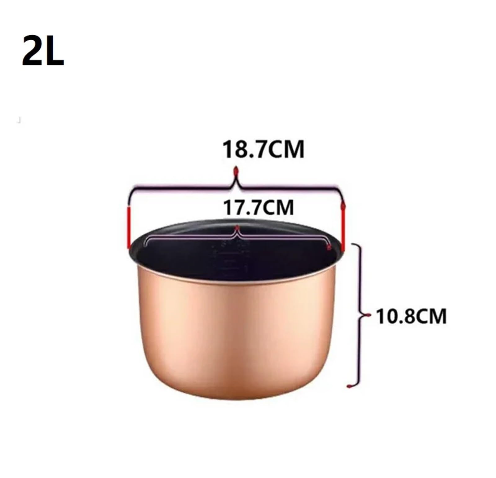 2L 3L 4L 5L Latest Technology Gold Rice Cooker Pot Aluminum Alloy Tank For Intelligent Rice Cookers Bowl Tank(2L 18.00X18.00X10.50CM)
