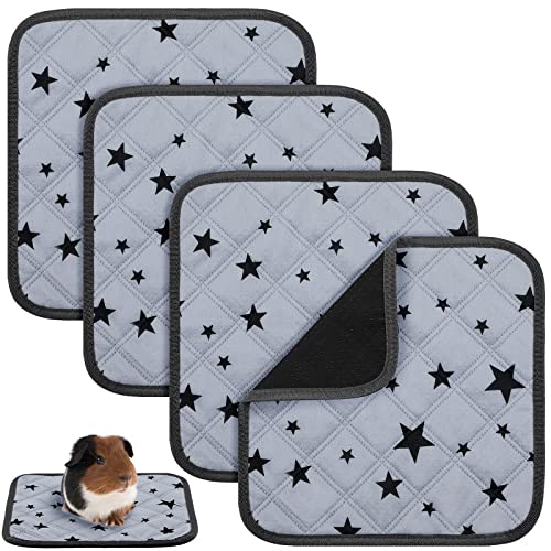 4 Stück Meerschweinchen Käfig Einlagen Fleece Meerschweinchen Einstreu Saugfähig Meerschweinchen PIPI Pads Wiederverwendbar rutschfeste Meerschweinchen Matte mit Stern Muster (30 x 30 cm)