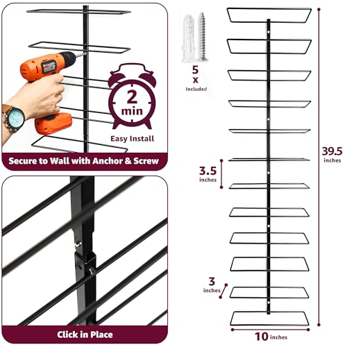 Sorbus Wall Mounted Wine Rack, Metal Bottle Rack (12 Bottle, 2 Pack) - image 3