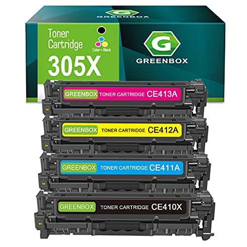 GREENBOX Compatible Toner Cartridge Replacement for HP 305X 305A for Pro 400 Color M451dw M451dn M451nw MFP M475dw M475dn M375nw Printer (1 Black, 1 Cyan, 1 Magenta, 1 Yellow)
