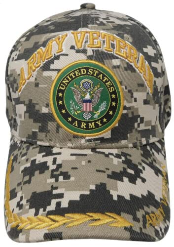 United States Army Veteran CAMO Embroidered Baseball HAT USA Vet Seal Cap A133 miniatura 3