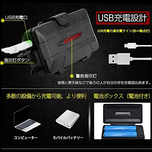 【2021新型8LED 】ヘッドライト usb充電式 大電力 35000ルー