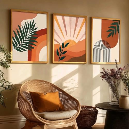 Image of kotart Home Decor Boho Painting Decorative Wall Art poster With Frame For Living Room Bed Room Hotel Wall Decor Digital Reprint Set of 3 (19X25 inch)