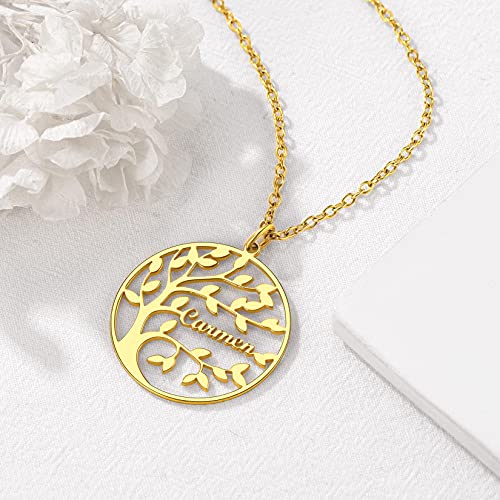 U7 Colar Árvore da Vida Aço Inoxidável 18K Banhado a Ouro Família Pingente Personalizado com 1-8 Nom