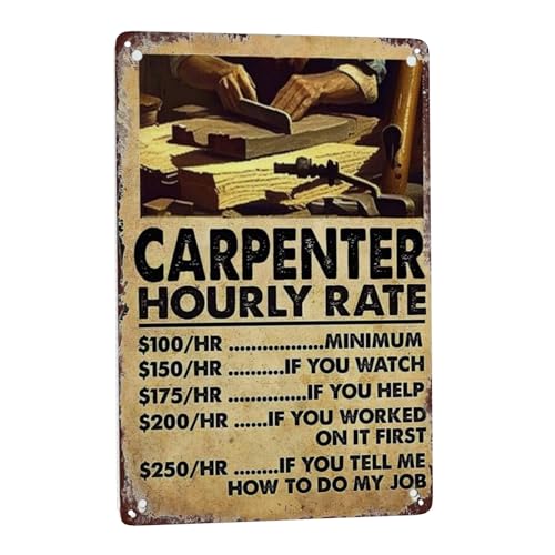 Targa in metallo retrò da falegname, divertente decorazione da parete, arte rustica, 20,3 x 30,5 cm, regalo unico per Man Cave, caffetteria, poster in latta in stile vintage per camera Boho, Hippie e