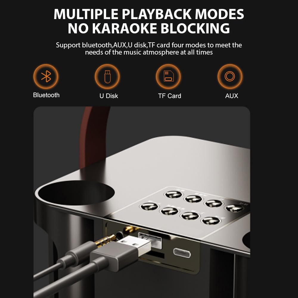 Macchina per Karaoke con 2 Microfoni Microfono BT e Altoparlante Set KTV con Effetti di Luce RGB Microfono Portatile Karaoke Portatile Leggero Regali per Compleanni Feste in Casa all'aperto