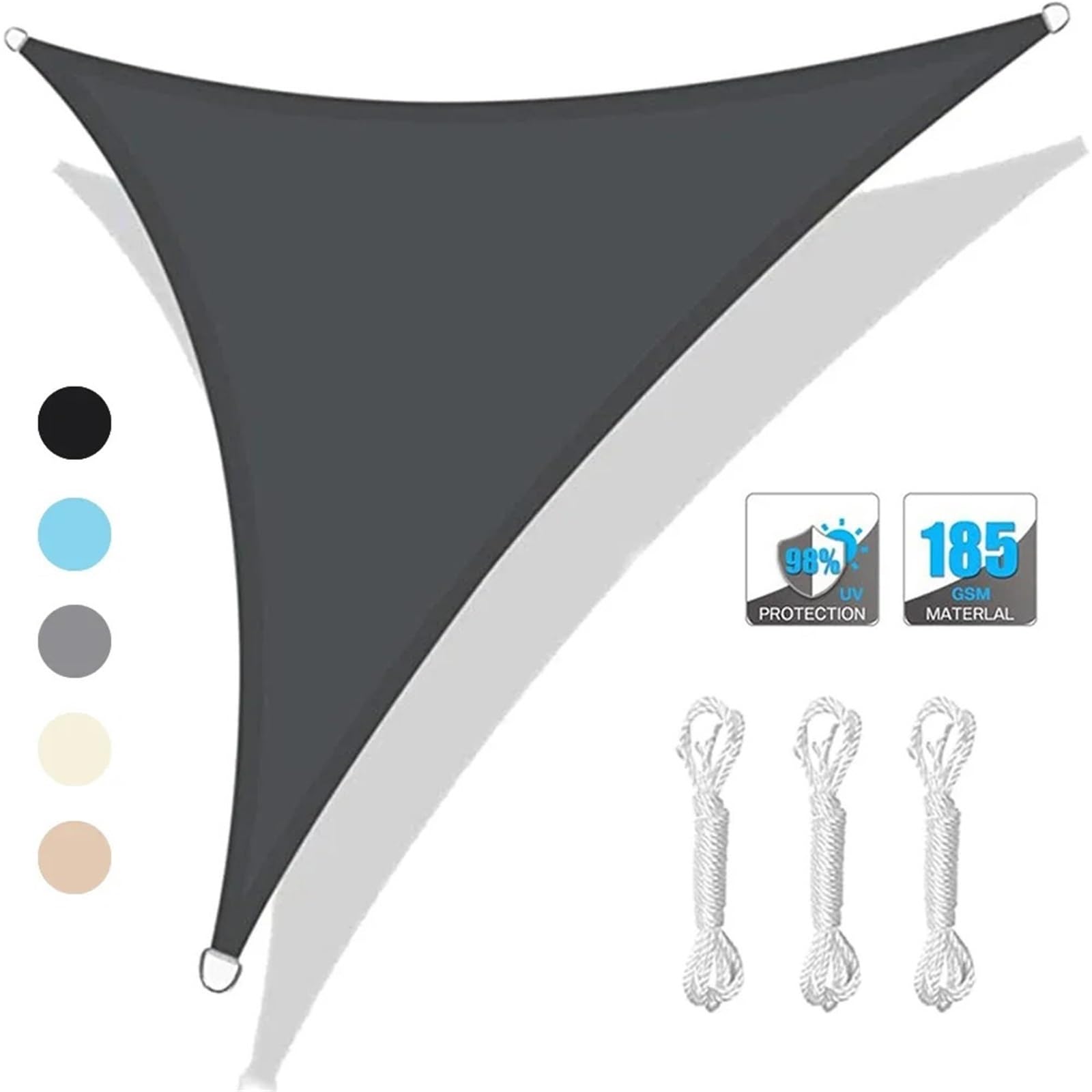 Vela Ombreggiante Tenda parasole triangolare multi-dimensione impermeabile for esterni, giardino, patio, feste, protezione solare, tenda for spiaggia, campeggio, piscina(Beige,2x2x2m)
