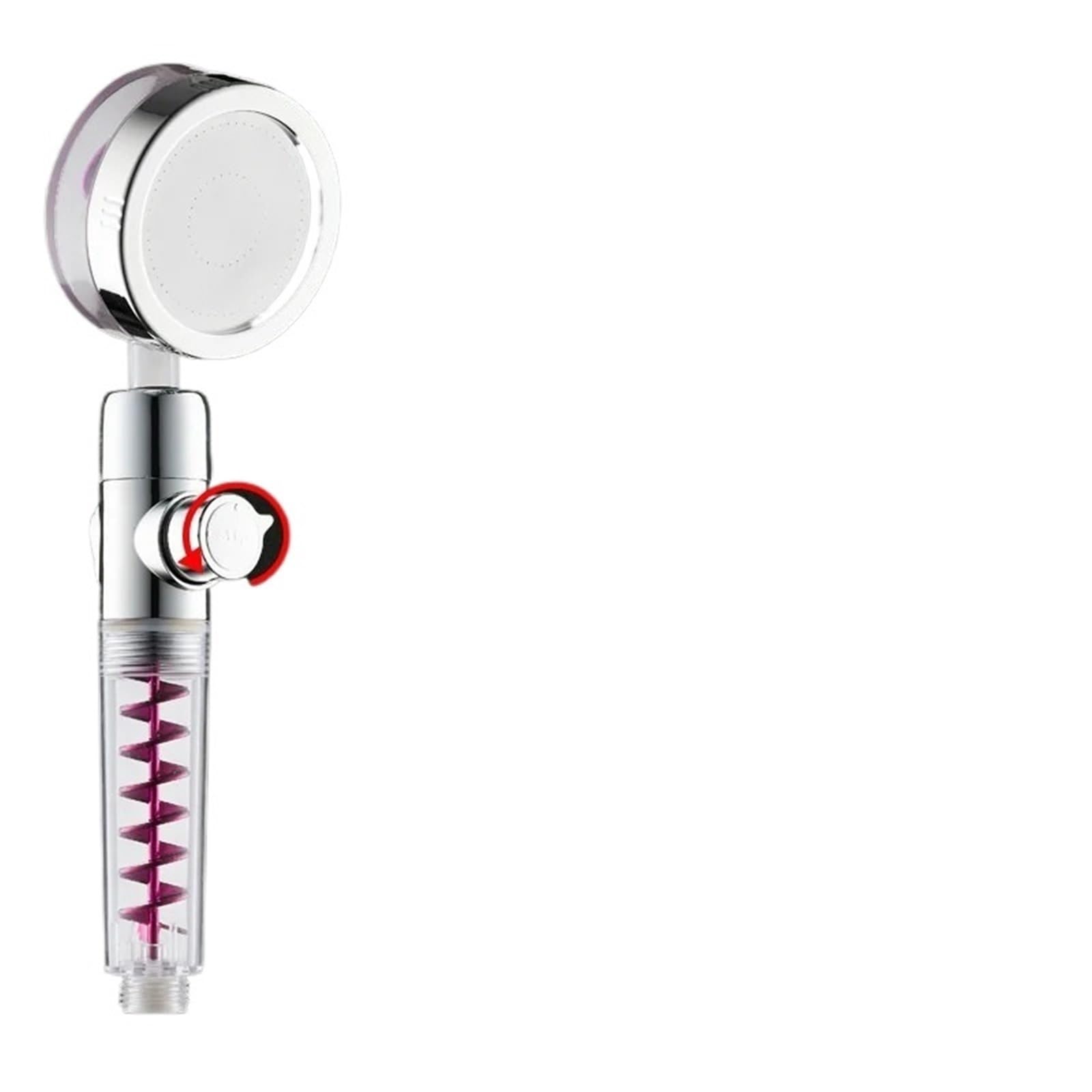 Mqfbnnp Upgrade-Red Shower Head Shower Head High Pressure Twin Turbocharged Handheld Turbo Fan Propeller One-Key Stop Massage Showerhead(Upgrade-Red)