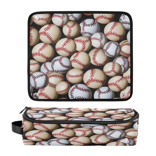 Kigai Estuche de Viaje para Herramientas de Pelo con Diseño de Pelota de Béisbol, Bolsa 2 en 1 con Tapete Resistente al Calor miniatura 3