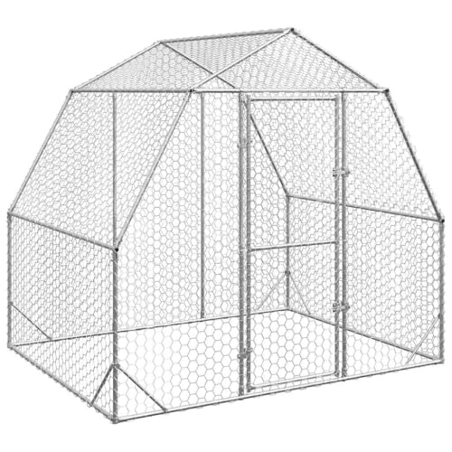 vidaXL Hühnerstall 2,5x2x2,25 m Verzinkter Stahl, Freilaufgehege, Tierlaufstall, Hühnerhaus, Freigehege, Kleintierstall, Geflügelstall