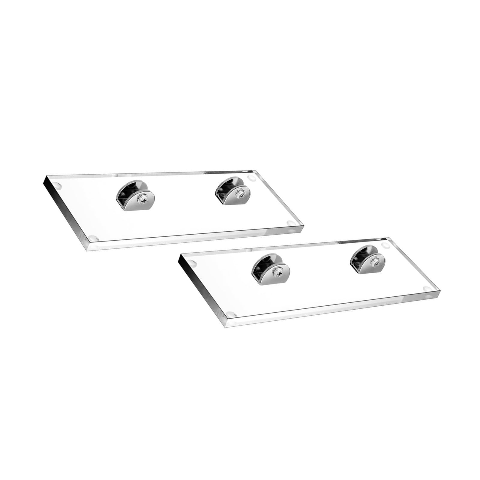 Greabuy 2 Pieces Glass Tabletop Display Holders for Showcasing Collectibles Photos and Small Art Pieces Clear Card Stand