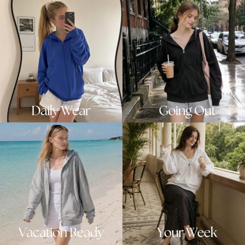 Image of GIVON Basic Lightweight Zip-Up Hoodie Long Sleeve Thin Jacket for Women with Plus Size