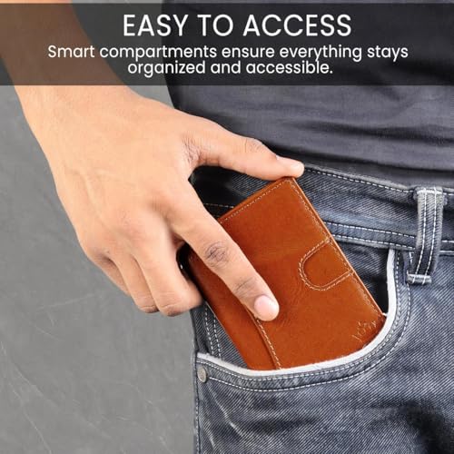 Image of Bifold Minimalist Leather Card Holder Wallet for Men & Women with 8 Card Slots & RFID Blocking