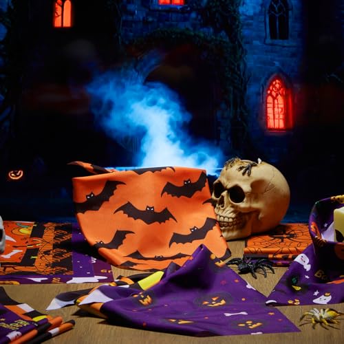 Image of Abbylike 50 Pcs Halloween Dog Bandanas Bulk, Pumpkin Ghost Bat Skull