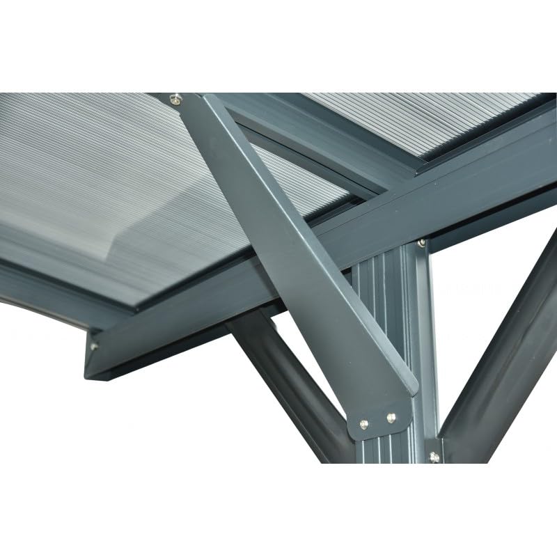 Carport Double en Aluminium et Polycarbonate 6mm 30,3m² | Protection Véhicules Anti-UV, Anthracite | Design Moderne avec Kit d'ancrage Inclus et Gouttières