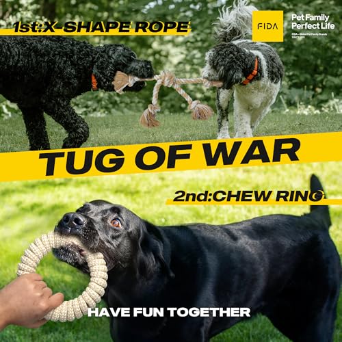 Image of Fida Heavy Duty Dog Rope Toys for Medium Large Dogs, Chew Tug Toys, 4 Pack