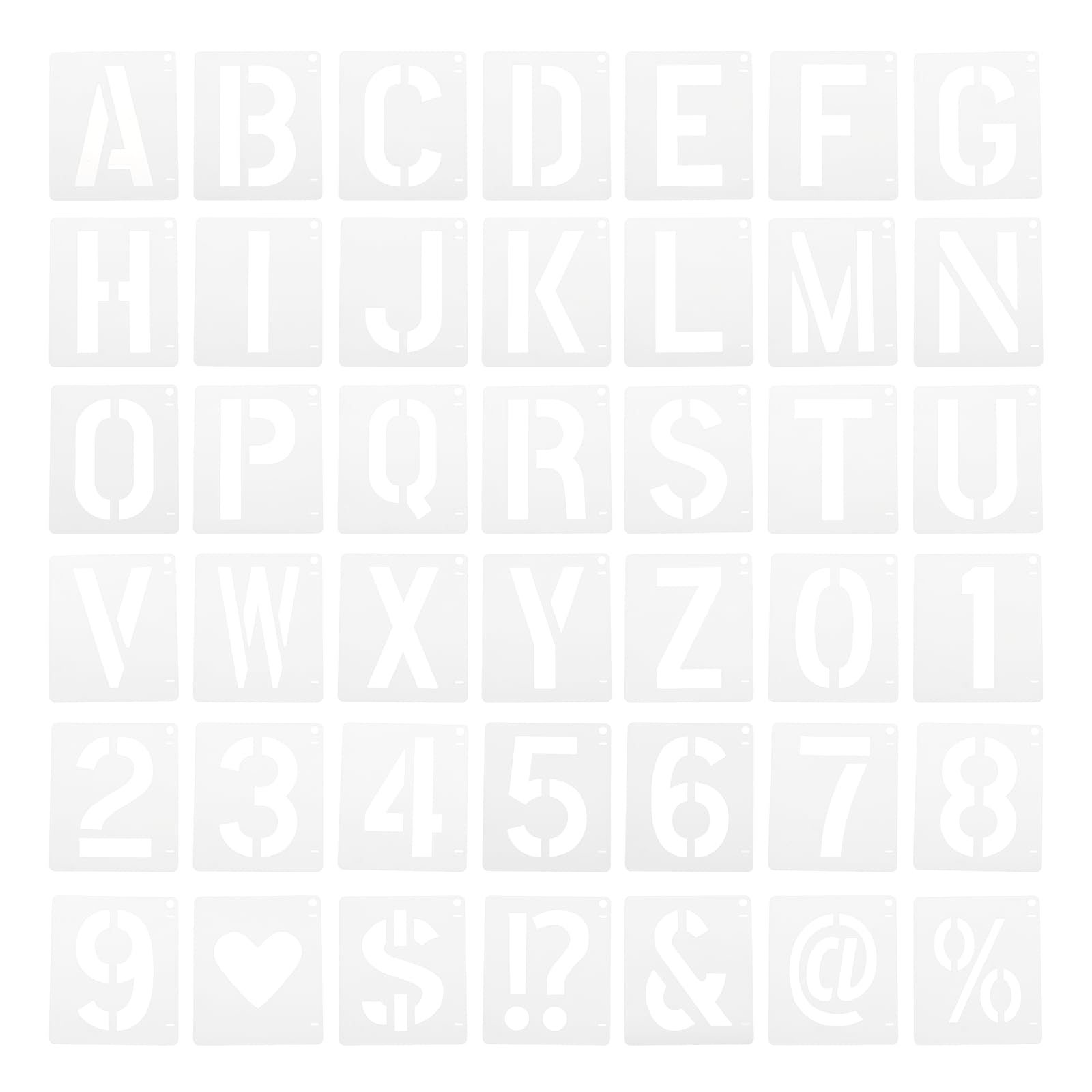 sourcing map 42pcs 6 Inch Letter Stencils Alphabet Number Stencil Reusable Plastic Symbol Stencil Interlocking for DIY Art Painting Wall Chalkboard Wood Signs, White