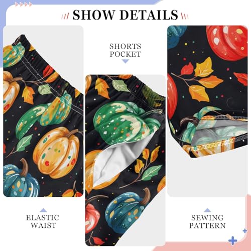 Pajama Pants Bright Painted Pumpkins Leaves PJ Bottoms Sleepwear Lounge Sleep Pant with Pockets4